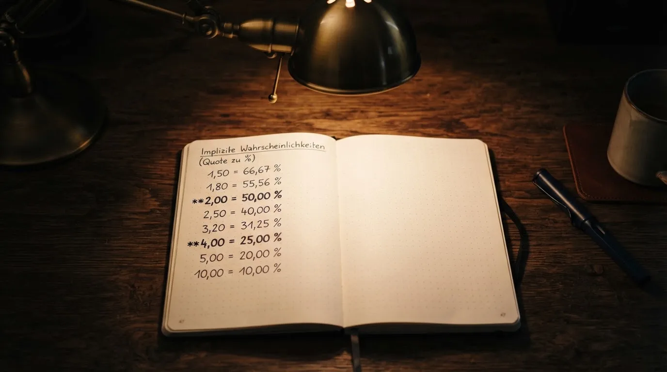 Ein Taschenrechner und ein aufgeschlagenes Notizbuch mit handschriftlichen Zahlenreihen liegen unter einer Schreibtischlampe.